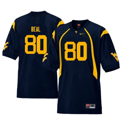 Men's West Virginia Mountaineers NCAA #80 Jesse Beal Navy Authentic Nike Throwback Stitched College Football Jersey XE15E84OL